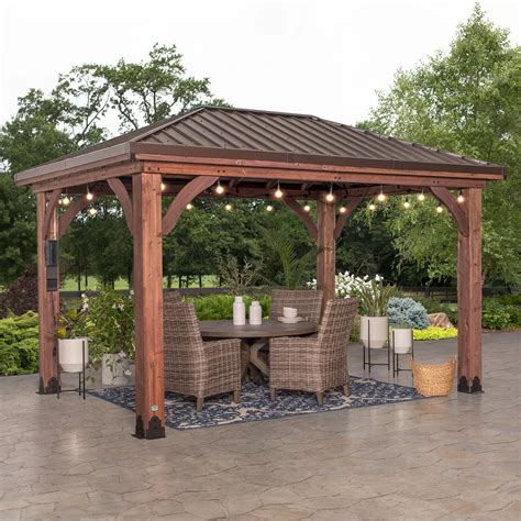 29-gauge heavy-duty steel roof provides dent and corrosion resistance. . Backyard discovery 14 x 10 cordova gazebo with electric